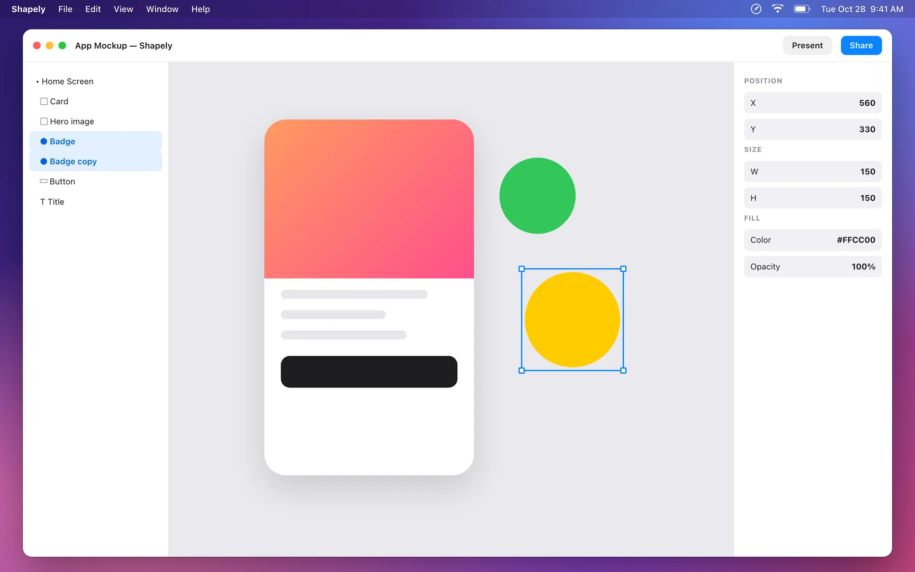 A design app with the shortcuts being pressed shown at the bottom of the screen